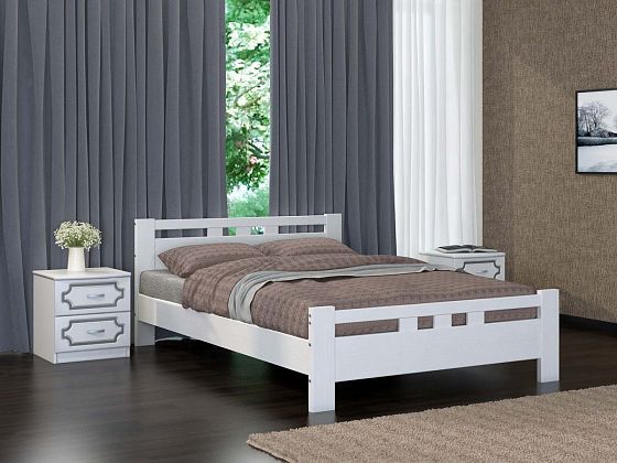 Кровать "Вероника-2" 900 мм (ламели) - Кровать "Вероника-2" 900 мм (ламели), Цвет: Белый античный