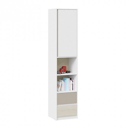 Шкаф комбинированный с накладкой "Сканди" - Цвет: Белый/Дуб Гарден/Глиняный Серый