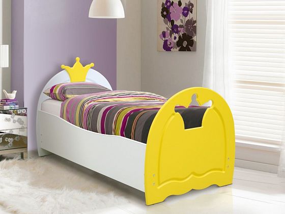 Кровать детская "Корона" 800*1600 мм - Кровать детская "Корона" 800*1600 мм, Цвет: Белый/Желтый