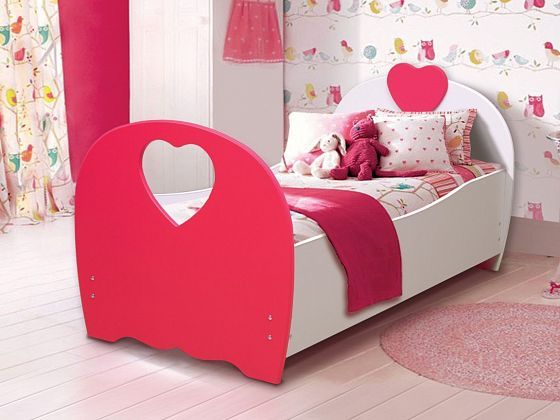 Кровать детская "Сердце" 800*1900 мм - Кровать детская "Сердце" 800*1900 мм, Цвет: Белый/Малина