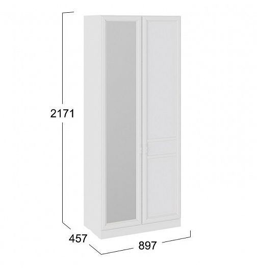 Шкаф для одежды "Франческа" 457 мм с 1 глухой и 1 зеркальной дверью (зеркало слева) - размеры