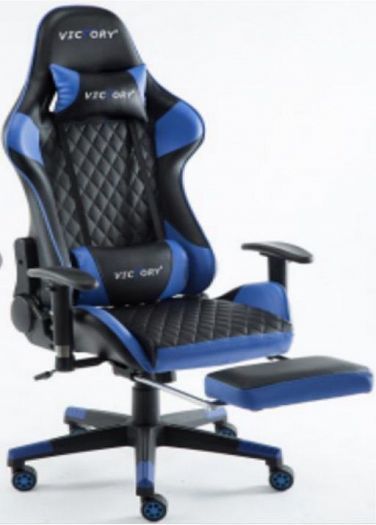 Кресло игровое "UT-C9183B" - Черный/Синий (Экокожа)
