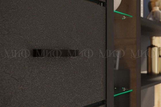 Модульная гостиная "Николь" - Фасад шкафа, цвет: Черный/Пластер Блэк