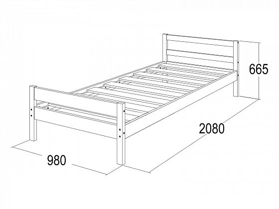 Кровать-13 "Фант" одинарная из массива 900*2000 - Схема