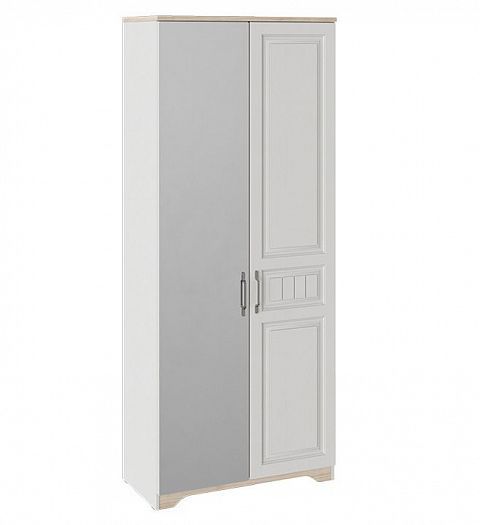 Шкаф для одежды "Тоскана" с 1 глухой 1 зеркальной дверями (зеркало слева) - Цвет: Белый Жемчуг/Гикор