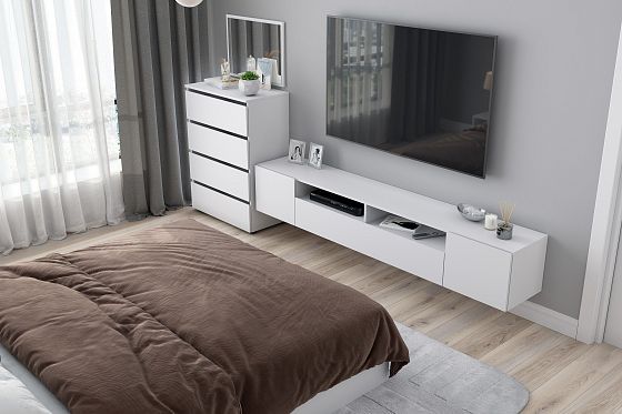 Модульная спальня "Токио" (NN-Мебель) - Белый текстурный
