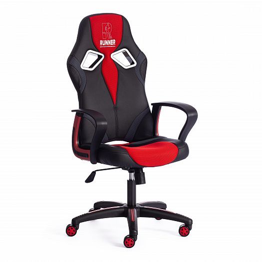 Кресло для геймеров "RUNNER" (кожзам/ткань) - Черный/Красный (36-6/TW-08/TW-12)