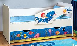 Кровать детская с фотопечатью "Дельфин" 800*1600 мм