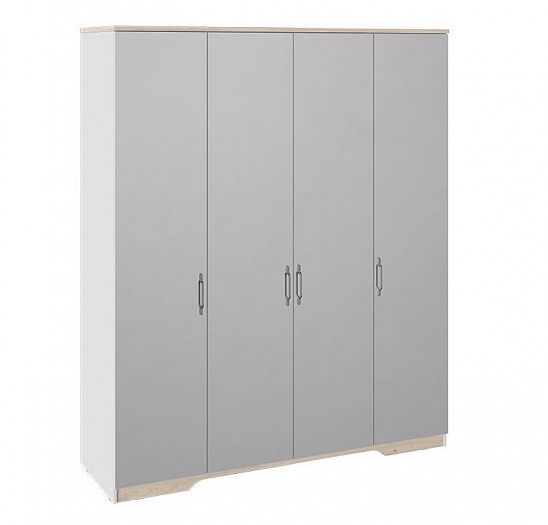 Шкаф для одежды комбинированный "Тоскана" с 4 зеркальными дверями - Цвет: Белый Жемчуг/Гикори Джексо