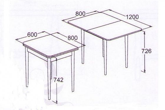 Стол обеденный раздвижной с ящиком - Стол обеденный раздвижной с ящиком - схема
